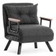 Fauteuil convertible Yolanda Métal Noir et Lin Gris foncé