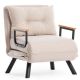 Fauteuil convertible Yolanda Métal Noir et Tissu Blanc crème