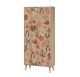 Armoire 2 portes et 1 tiroir Pertha L80cm Bois clair Motif Feuilles Vert, Rouge et Noir