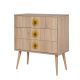 Commode 3 tiroirs Sleek Bois Motif Fleur Jaune