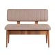 Banquette-coffre capitonnée avec dossier L110cm Scamnum Bois foncé et Tissu Taupe