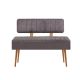 Banquette-coffre capitonnée avec dossier L105cm Molva Bois clair et Tissu Gris