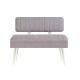 Banquette-coffre capitonnée avec dossier L105cm Molva Bois Blanc et Tissu Gris