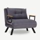 Fauteuil convertible Yolanda Métal Noir et Tissu Gris