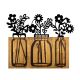 Décoration murale Chiara L65xH52cm 3 vases avec des fleurs Métal Noir et Bois foncé