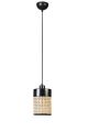 Suspension moderne avec cannage Zeuris D14cm Rotin Naturel et Métal Noir