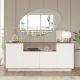 Buffet 4 portes battantes et 1 niche Syfora L180cm Bois clair et Blanc