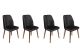 Lot de 4 chaises Conla Velours Anthracite et Métal Bois foncé