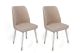 Lot de 2 chaises Vatri Velours Blanc crème et Bois Blanc et Or