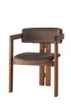 Chaise style vintage moderne Vladmir Velours Marron et Bois massif foncé
