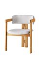 Chaise style vintage moderne Vladmir Lin Crème et Bois massif Chêne clair