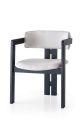 Chaise style vintage moderne Vladmir Lin Crème et Bois massif Noir