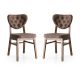 Lot de 2 chaises de salle à manger Yves Tissu Marron et Bois foncé