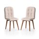 Lot de 2 chaises de salle à manger style scandinave Duny Velours Crème et Bois foncé