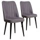 Lot de 2 chaises Narli Velours Gris et Métal Noir