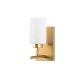 Applique murale 1 lampe style vintage Abbas Métal Or et Verre ambre Blanc