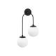 Applique murale 2 lampes crochet U asymétrique Bulla 30x59cm Verre Blanc et Métal Noir