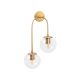 Applique murale 2 lampes crochet U asymétrique Bulla 30x59cm Verre Transparent et Métal Or
