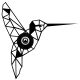 Applique murale origami colibri Apertura 44x44cm Bois et Métal Noir