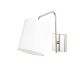 Applique murale support L Nerton Tissu Blanc et Métal Nickel
