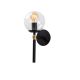 Applique murale support torche Glossop D15cm Verre Transparent et Métal Noir et Or