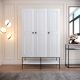 Armoire 1 porte avec étagère Imperiosus L126xH200cm Bois Blanc et Métal Noir