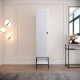 Armoire 1 porte avec étagère Imperiosus L42xH200cm Bois Blanc et Métal Noir