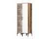 Armoire 2 portes, 1 porte Motif Géométrique style industriel Akay L80cm Bois foncé et Blanc