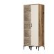 Armoire 2 portes, 1 porte Motif Géométrique style industriel Akay L80cm Bois foncé et Blanc crème