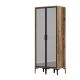 Armoire 2 portes avec miroir style industriel Akoy L80cm Bois foncé et Anthracite