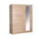 Armoire 2 portes coulissantes et 3 tringles avec miroir Hoteo L160cm Chêne clair