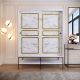 Armoire 2 portes coulissantes Imperiosus L150cm Métal Noir et Bois Effet marbre Blanc et Or