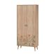 Armoire 2 portes et 1 tiroir Pertha L80cm Bois Motif Champs de fleur Vert, Rouge et Jaune