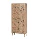 Armoire 2 portes et 1 tiroir pour enfant Pertha L80cm Bois Motif Chats Beige et feuilles Vert et Orange