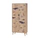 Armoire 2 portes et 1 tiroir pour enfant Pertha L80cm Bois Motif Baleine Bleu