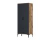 Armoire 2 portes et 2 tiroirs style industriel Akoy L80cm Bois foncé et Anthracite