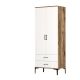 Armoire 2 portes et 2 tiroirs style industriel Akoy L80cm Bois foncé et Blanc