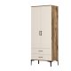 Armoire 2 portes et 2 tiroirs style industriel Akoy L80cm Bois foncé et Blanc créme