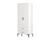Armoire 2 portes et 2 tiroirs style industriel Akoy L80cm Blanc