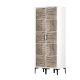 Armoire 2 portes Motif Géométrique style industriel Akay L80cm Blanc et Bois foncé