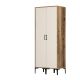 Armoire 2 portes style industriel Akoy L80cm Bois foncé et Blanc crème