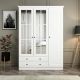 Armoire 3 portes, 2 tiroirs et 12 miroirs Pasir L135xH210cm Blanc