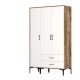 Armoire 3 portes et 2 tiroirs style industriel Akoy L120cm Bois foncé et Blanc