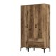 Armoire 3 portes et 2 tiroirs style industriel Akoy L120cm Bois foncé