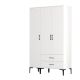 Armoire 3 portes et 2 tiroirs style industriel Akoy L120cm Blanc
