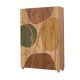 Armoire 3 portes Perth L120cm Bois clair Motif Abstrait Jaune, Vert, Rouge et Noir
