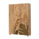 Armoire 3 portes Perth L120cm Bois clair Motif Feuilles tropicaux Marron et Gris