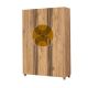 Armoire 3 portes Perth L120cm Bois clair Motif Géométrique, Cercle Jaune et ligne Noir