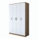 Armoire 4 portes Colibris 120cm Bois clair et Blanc