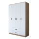 Armoire 4 portes et 2 tiroirs Colibaris L140cm Bois clair et Blanc